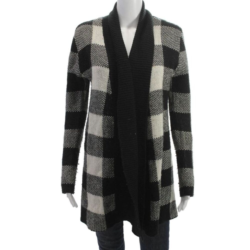 5/48 Womens Cardigan Black Check Sweater Size S